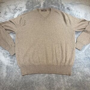 Reserve West Coast Patrick James 100% Cashmere V-Neck Sweater Mens 2XL Tan Brown